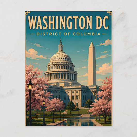 ワシントンD.C.のモニュメントと国会議事堂のスカイライン ポストカード (正面)
