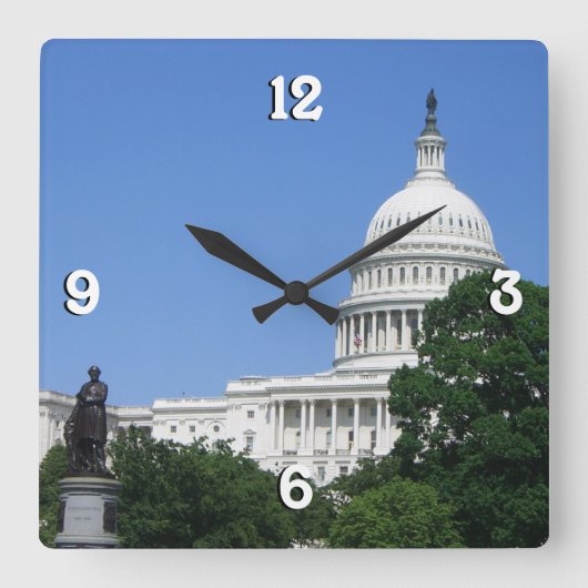 ワシントンD.C.の国会議事堂 スクエア壁時計 (正面)