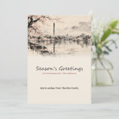 ワシントンD.C.の桜 水墨画 クリスマスカード (スタンド正面)