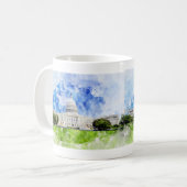 ワシントンD.C.の米国議会議事堂の水彩画 コーヒーマグカップ (正面左)