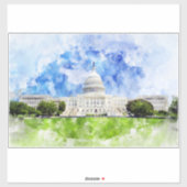 ワシントンD.C.の米国議会議事堂の水彩画 シール (シート)