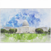 ワシントンD.C.の米国議会議事堂の水彩画 シール (正面)