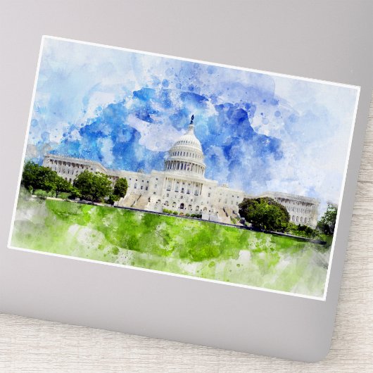 ワシントンD.C.の米国議会議事堂の水彩画 シール