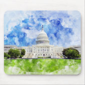 ワシントンD.C.の米国議会議事堂の水彩画 マウスパッド (正面)