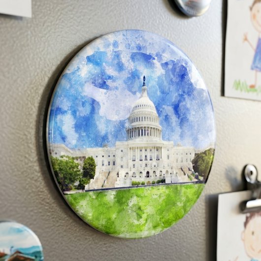 ワシントンD.C.の米国議会議事堂の水彩画 マグネット