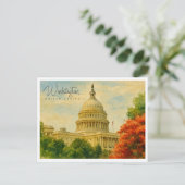 ワシントンD.C. アメリカ レトロ 水彩画 トラベル シーズンポストカード (スタンド正面)