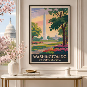 ワシントンD.C. イラスト 旅行 アート ヴィンテージ ポスター