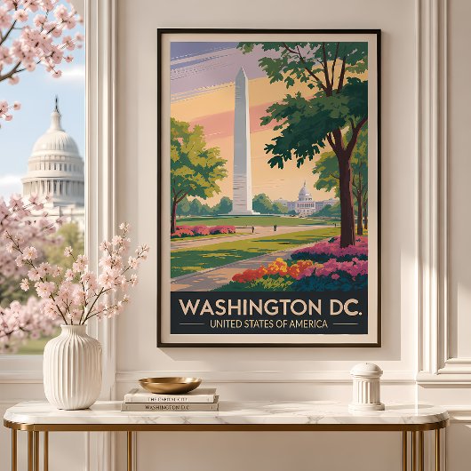 ワシントンD.C. イラスト 旅行 アート ヴィンテージ ポスター