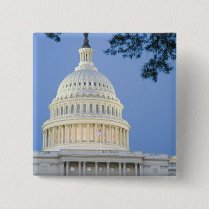 ワシントンD.C. (コロンビア特別区) の夕暮れ時のアメリカ合衆国議会議事堂 缶バッジ