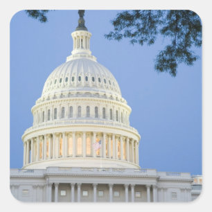 ワシントンD.C. (コロンビア特別区)の夜明け前の米国議会議事堂 スクエアシール