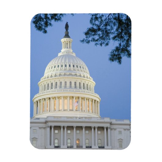 ワシントンD.C. (コロンビア特別区)の日の入り時のアメリカ合衆国議会議事堂 マグネット (縦)