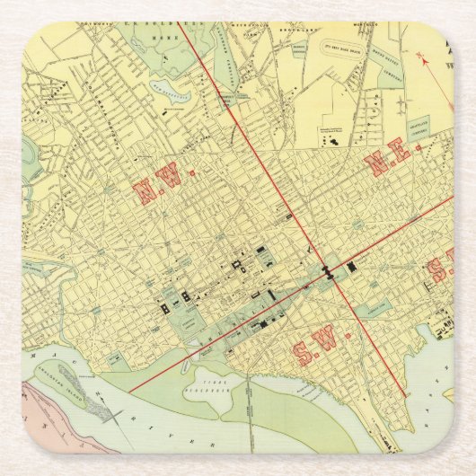 ワシントンD.C.、 スクエアペーパーコースター (正面)