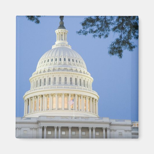 ワシントンD.C.（ディストリクト）の夕暮れ時の米国議会議事堂 マグネット (正面)