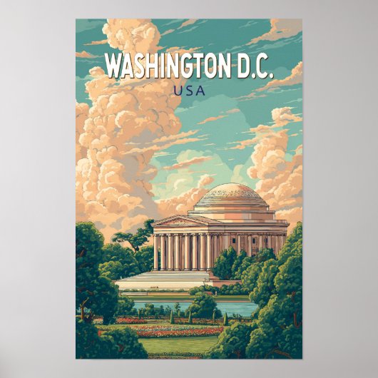 ワシントンD.C. トーマス・ジェファーソン記念館 旅行アート ポスター (正面)