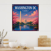 🏛️ ワシントンD.C. モニュメントの思い出 キャピタルからの記念品 🏛️ ポスター (キッチン)