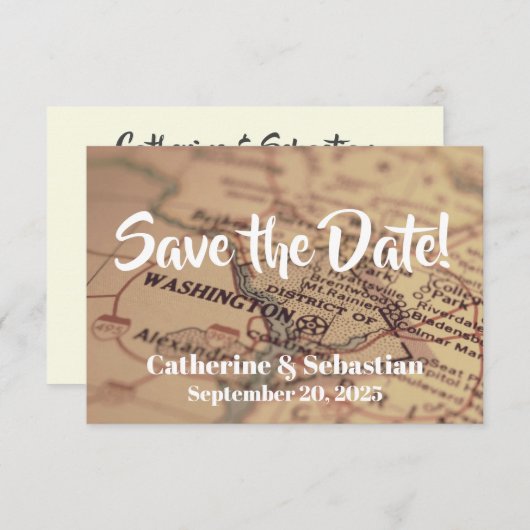 ワシントンD.C. ヴィンテージ地図 セーブザデート (正面/裏面)