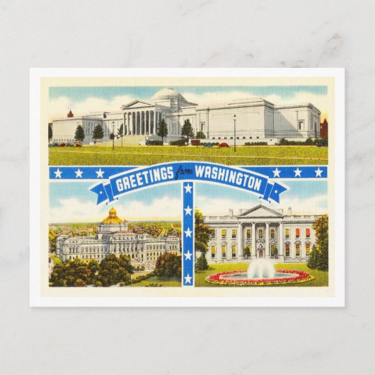 ワシントンD.C.ヴィンテージ旅行からの挨拶 ポストカード (正面)