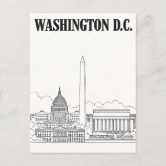 ワシントンD.C. ヴィンテージ ラインアート トラベル ポストカード