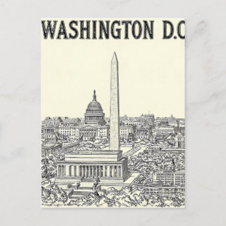 ワシントンD.C. ヴィンテージ ラインアート トラベル ポストカード