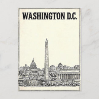 ワシントンD.C. ヴィンテージ ラインアート トラベル ポストカード