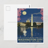 ワシントンD.C. 夜の水面に映る灯り 旅行 ポストカード (正面/裏面)