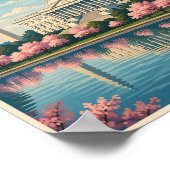 ワシントンD.C. 桜のイラスト 旅行 ポスター (角)