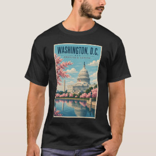 ワシントンD.C. 桜のイラスト 旅行 Tシャツ