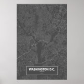 ワシントンD.C.、統一された州（黒の上に白） ポスター (正面)