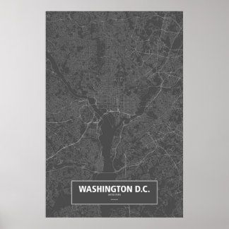 ワシントンD.C.、統一された州(黒の上に白) ポスター