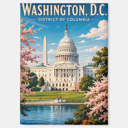 🏛️ ワシントンD.C.議事堂の旅の思い出 マグネット (正面)