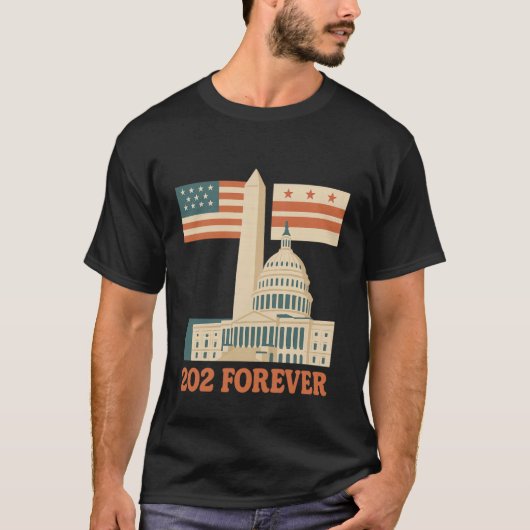 ワシントンD.C. 202 永遠に - モニュメントと米国議会議事堂 Tシャツ (正面)