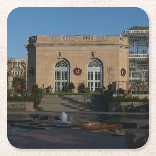 ワシントンDCでのクリスマスの植物園 スクエアペーパーコースター (正面)