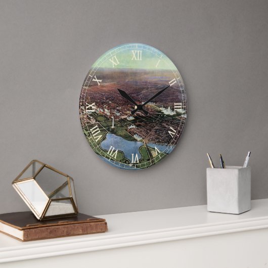 ワシントンDCとポトマック川の古地図 ラージ壁時計 (オフィス)