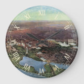 ワシントンDCとポトマック川の古地図 ラージ壁時計 (正面)
