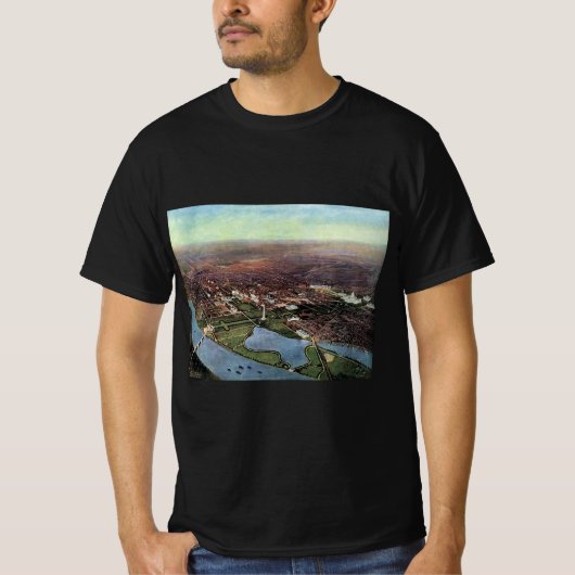 ワシントンDCとポトマック川の古地図 Tシャツ (正面)
