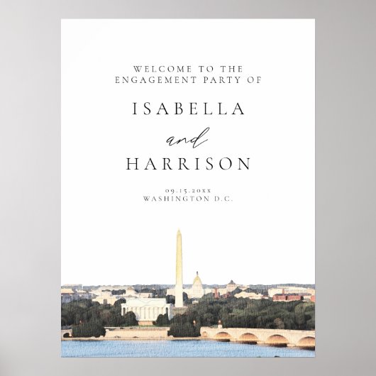 ワシントンDCのスカイラインエンゲージメントパーティーウェルカム ポスター (正面)