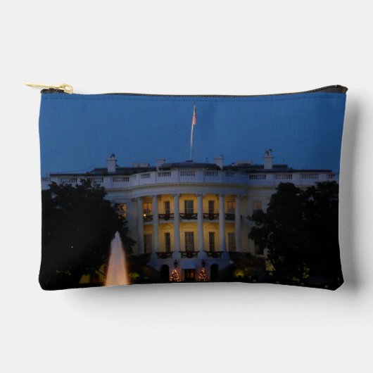 ワシントンDCの夜のクリスマスホワイトハウス アクセサリーポーチ (正面)