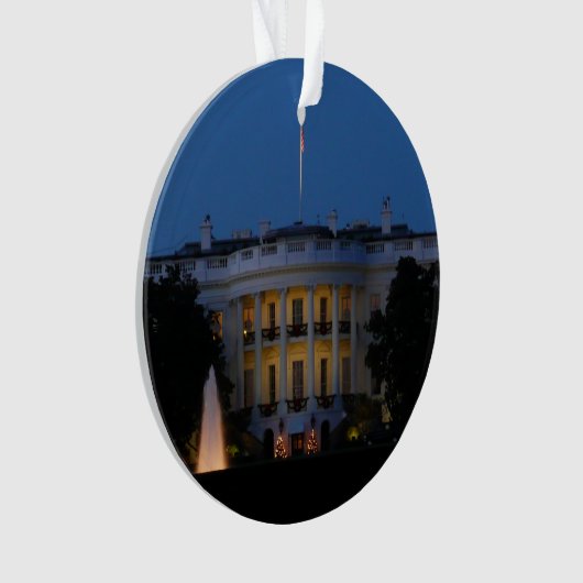 ワシントンDCの夜のクリスマスホワイトハウス オーナメント (正面)