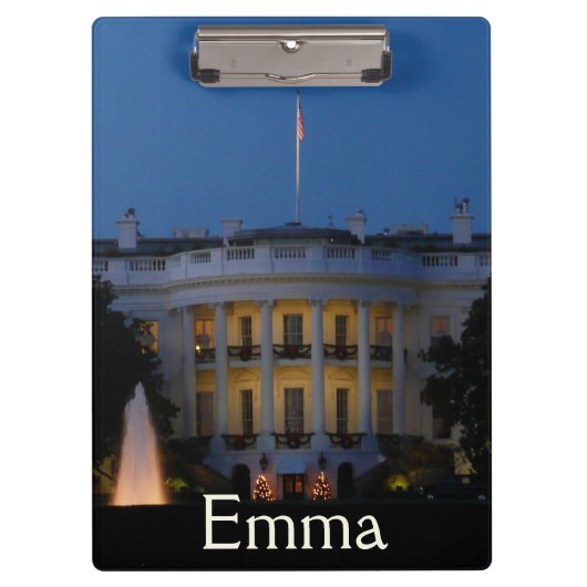 ワシントンDCの夜のクリスマスホワイトハウス クリップボード (正面)