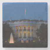ワシントンDCの夜のクリスマスホワイトハウス ストーンコースター (正面)