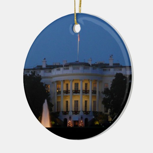 ワシントンDCの夜のクリスマスホワイトハウス セラミックオーナメント (左)