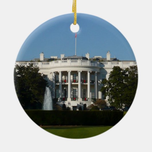 ワシントンDCの夜のクリスマスホワイトハウス セラミックオーナメント (裏面)