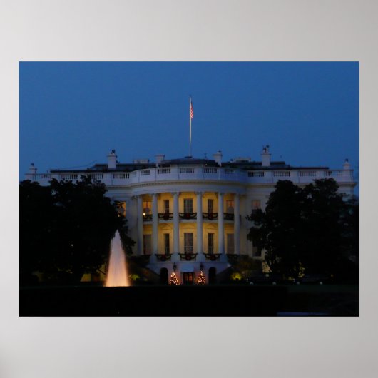 ワシントンDCの夜のクリスマスホワイトハウス ポスター (正面)