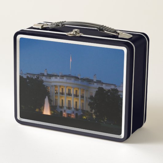 ワシントンDCの夜のクリスマスホワイトハウス メタルランチボックス (正面)