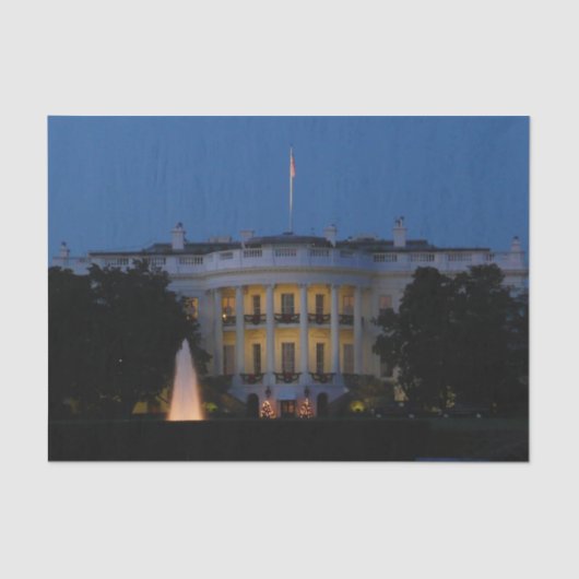 ワシントンDCの夜のクリスマスホワイトハウス 薄葉紙 (正面)