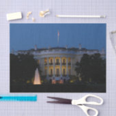 ワシントンDCの夜のクリスマスホワイトハウス 薄葉紙 (クラフト)