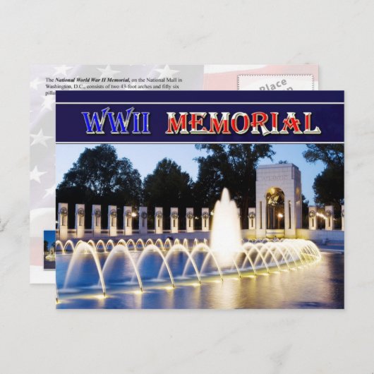 ワシントンDCの夜の第二次世界大戦の記念碑 ポストカード (正面/裏面)