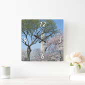 ワシントンDCの桜とワシントンモニュメント スクエア壁時計 (ホーム)