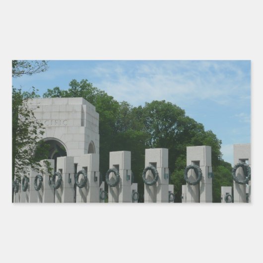 ワシントンDCの第2次世界大戦記念慰霊碑 II 長方形シール (正面)