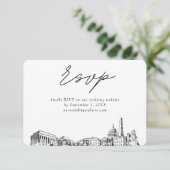 ワシントンDCの結婚ミニマリストスケッチRSVP エンクロージャーカード (スタンド正面)